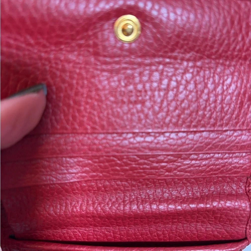 Gucci Red Leather Wallet with Gold Logo